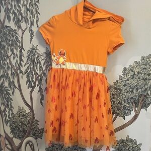 Pokémon Hooded Tulle Dress with Charmander Patch, sz 8